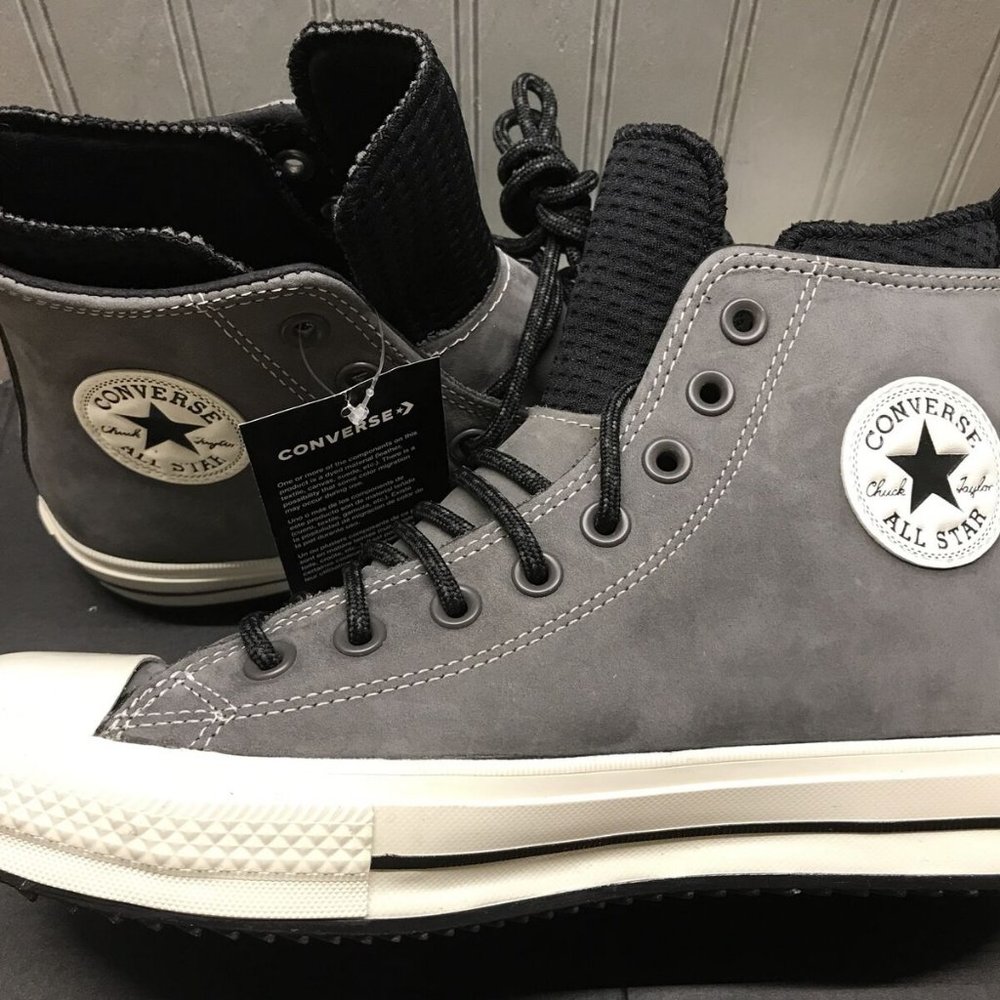 Converse CTAS Hi Waterproof Nubuck Boots 166608C Grey/Black/Egret Mens 8.5 NIB